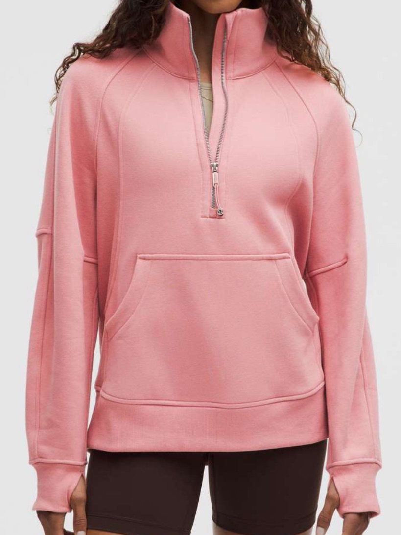 Lululemon Scuba Oversized Funnel Neck Half Zip Long Size M/L In Pink Deco
